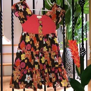 Limited Too Girls Colorful Floral Sleeveless Poplin Tiered Dress Size 10